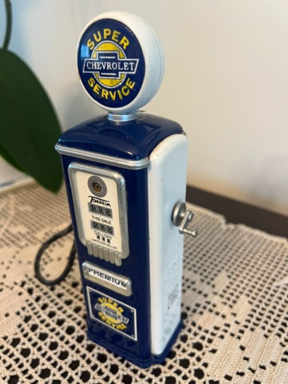 VTG Tokheim Gearbox - Die Cast, Chevy Gas Pump Coin Bank - Blue Limited Edition